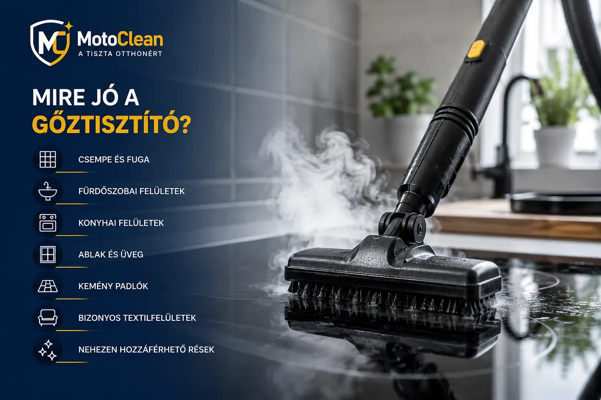 Mit lehet gőztisztítóval tisztítani?